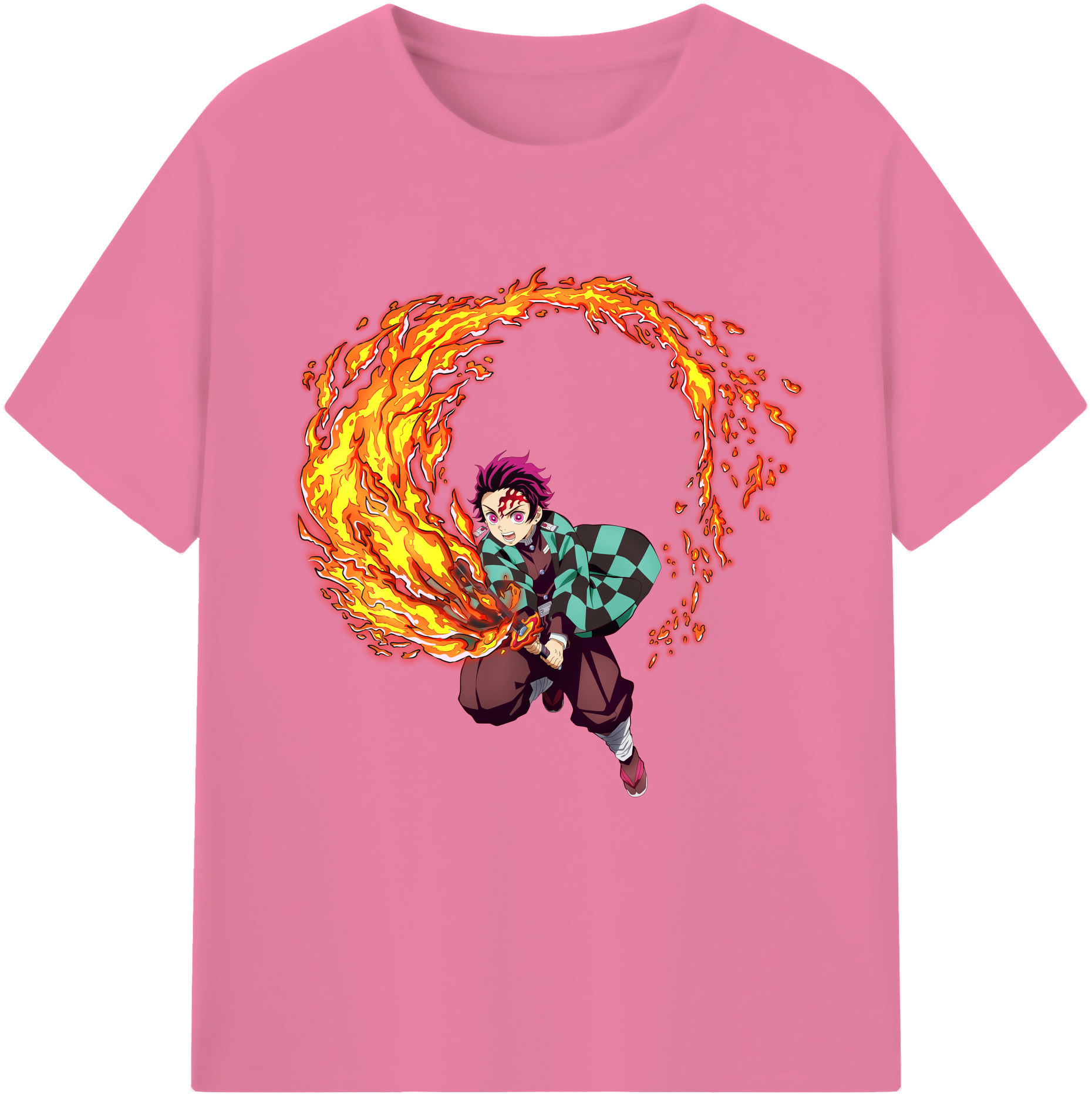 （画像用） 鬼滅の刃 竈門 炭治郎／かまど たんじろう Kamado Tanjirou 綿100％半袖Tシャツ（フロントプリント）